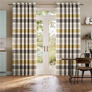 Cardigan Stripe Flax Grey Curtains thumbnail image