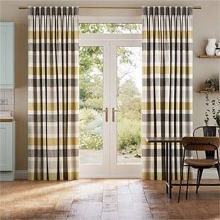 Cardigan Stripe Flax Grey Curtains thumbnail image