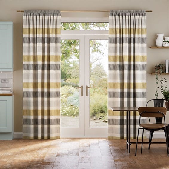 Cardigan Stripe Flax Grey Curtains