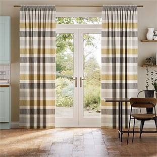 Cardigan Stripe Flax Grey Curtains thumbnail image