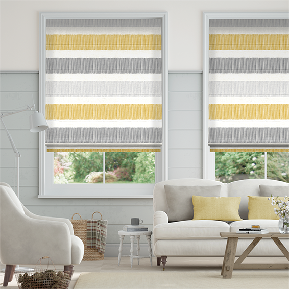 Electric Cardigan Stripe Flax Grey Roman Blind