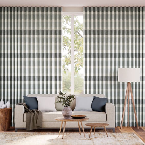 Cardigan Stripe Linen Blue Horizon Curtains