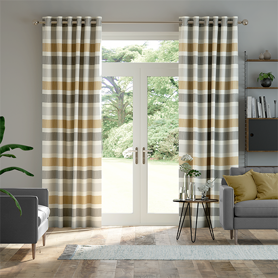 Cardigan Stripe Linen Flax Grey Curtains