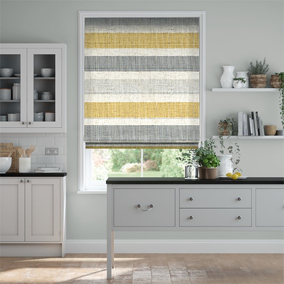 Cardigan Stripe Linen Flax Grey Roman Blind