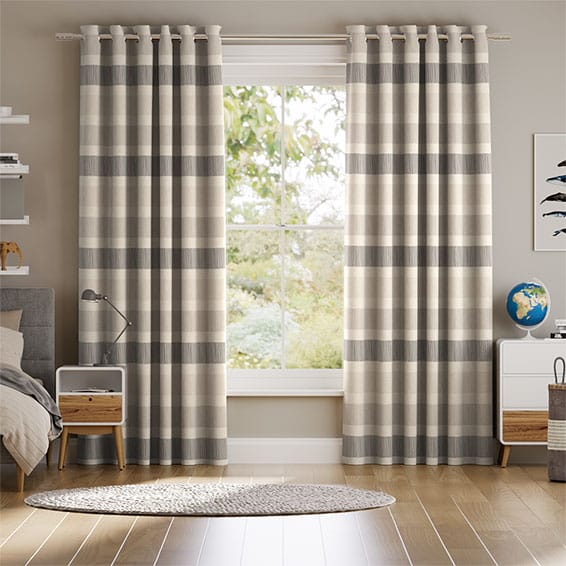 Cardigan Stripe Linen Stone Curtains