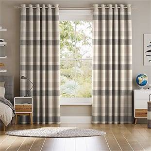 Cardigan Stripe Linen Stone Curtains thumbnail image