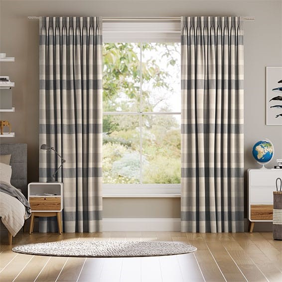 Cardigan Stripe Linen Stone Curtains