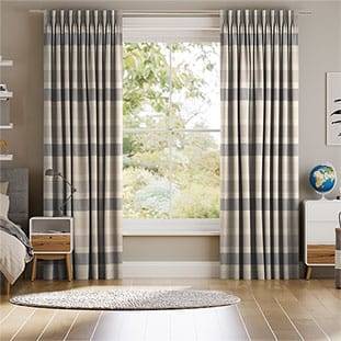 Cardigan Stripe Linen Stone Curtains thumbnail image