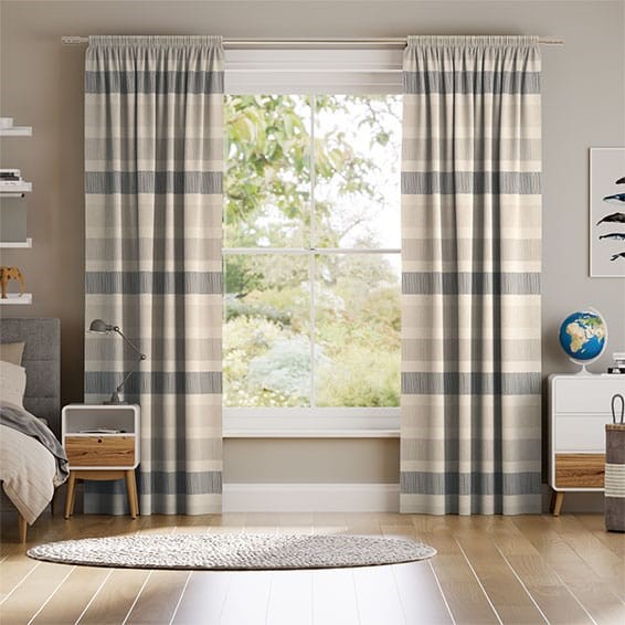 Cardigan Stripe Linen Stone Curtains