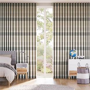 Cardigan Stripe Linen Stone Curtains thumbnail image