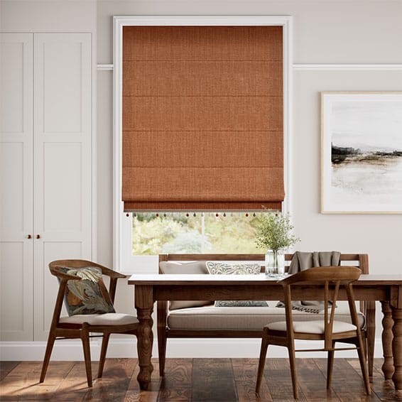 Cavendish Cinnamon & Cayenne  Trimmed Roman Blind