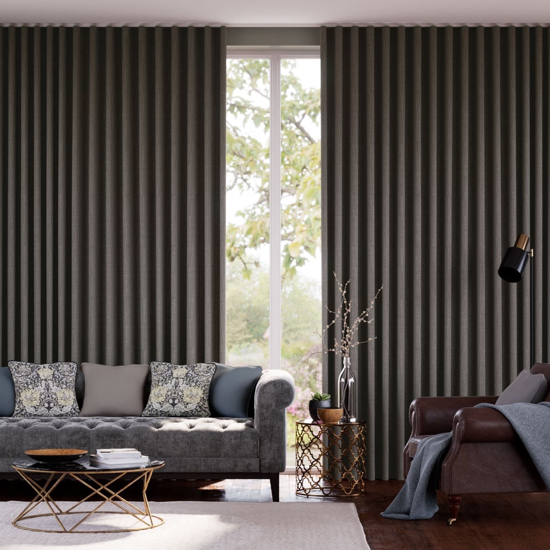 Cavendish Grey Taupe Curtains