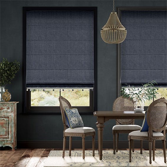 Cavendish Navy & Henley Trimmed Roman Blind