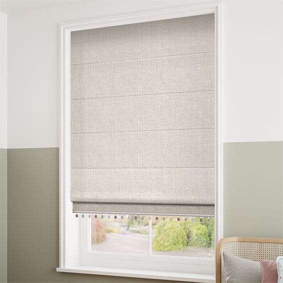 Cavendish Pebble & Blush Trimmed Roman Blind