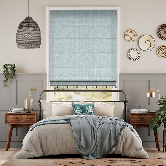 Cavendish Powder Blue & Henley Trimmed Roman Blind