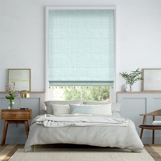 Cavendish Spearmint & Spring Trimmed Roman Blind