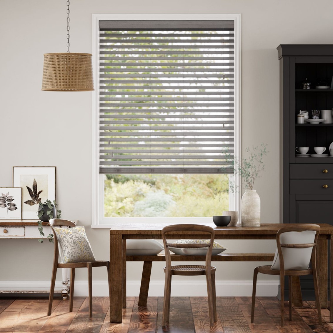 Ash Grey Faux Wood Blind - 50mm Slat