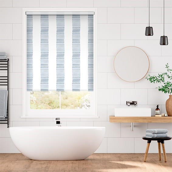 Splash Blackout Ceramic Stripe Med Blue Roller Blind