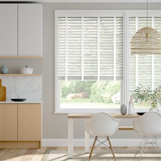 Chalk White Grain & Chalk Faux Wood Blind - 50mm Slat