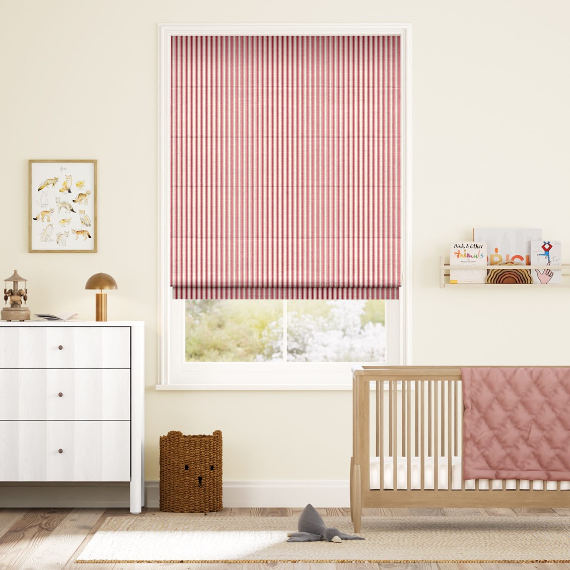 Chester Stripe Berry Roman Blind