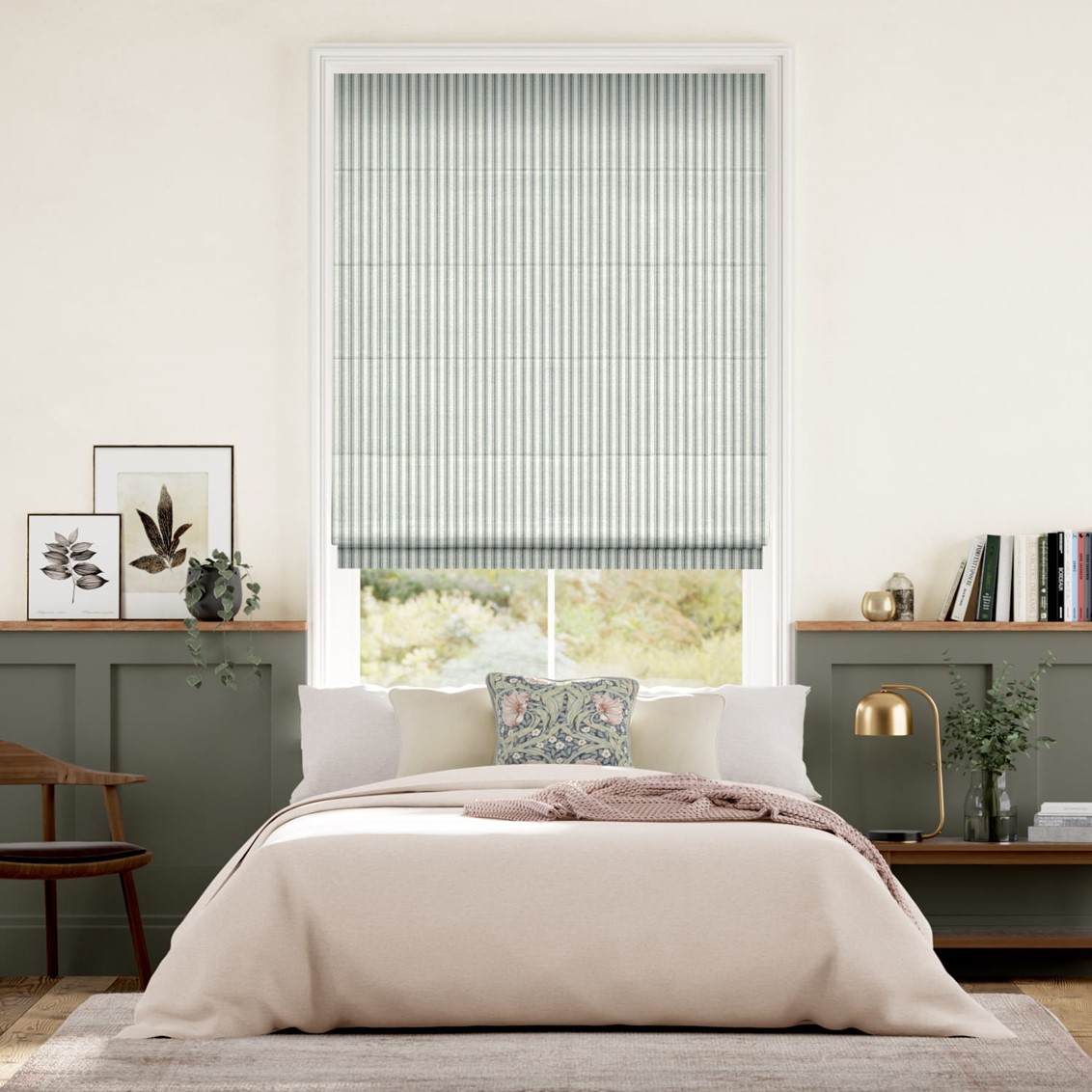 Chester Stripe Light Grey Roman Blind