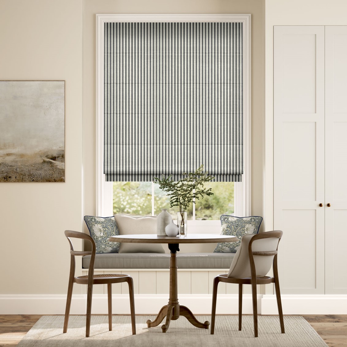 Chester Stripe Slate Roman Blind