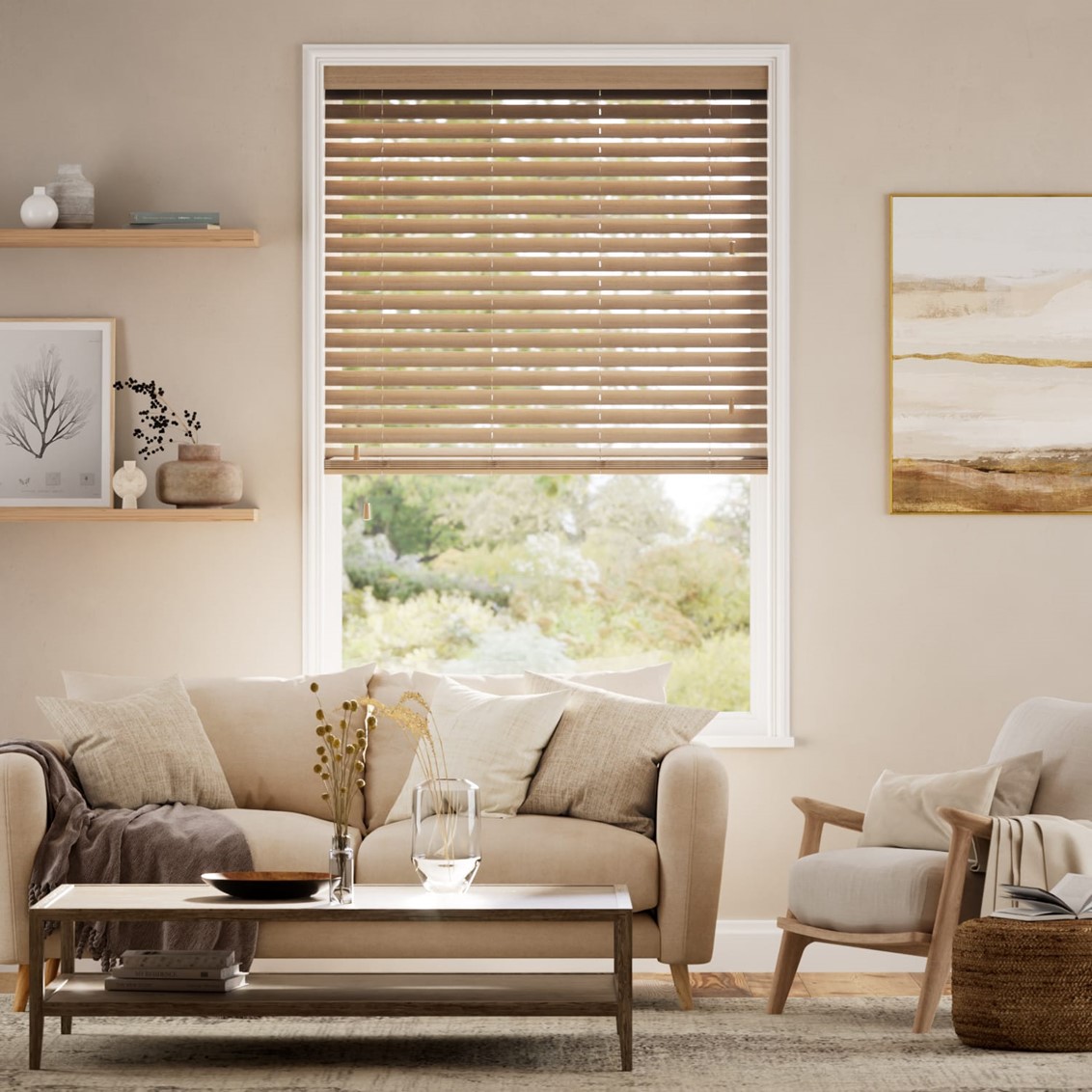 Chestnut Faux Wood Blind - 50mm Slat