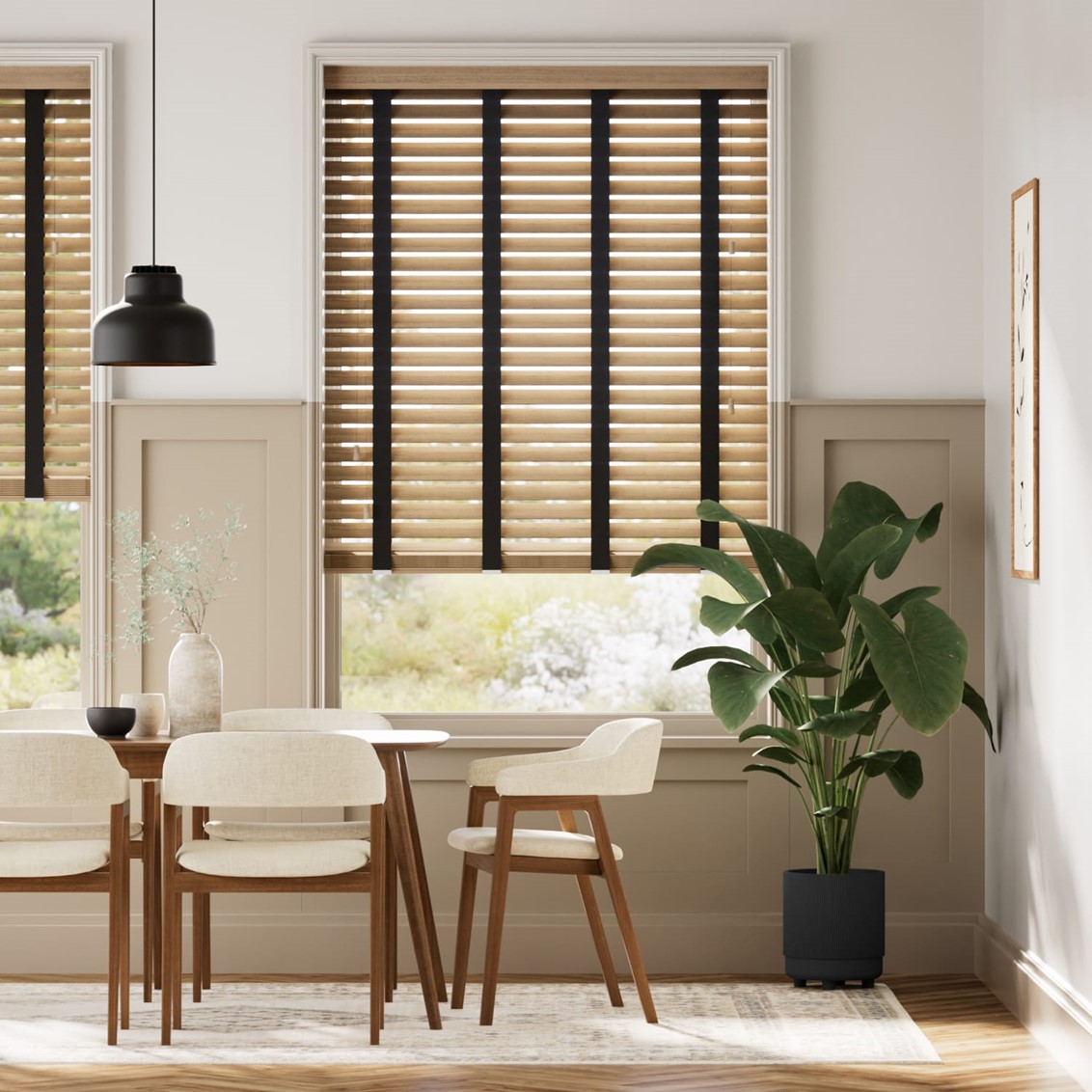 Chestnut & Jet Faux Wood Blind - 50mm Slat