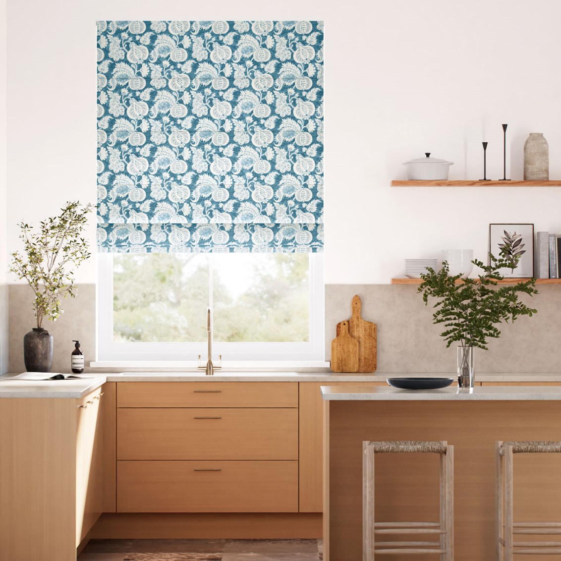 China Blue Air Force Blue Roman Blind