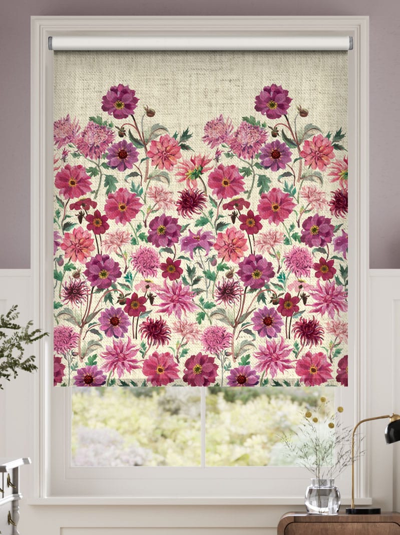 Twist2Go Choices Dahlia and Chrysanthemum Lilac Roller Blind thumbnail image
