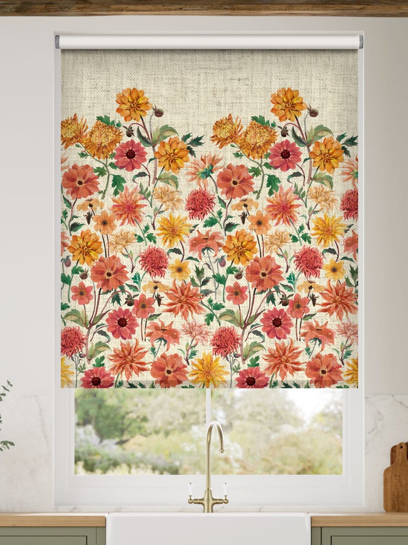 Choices Dahlia and Chrysanthemum Yellow Roller Blind thumbnail image