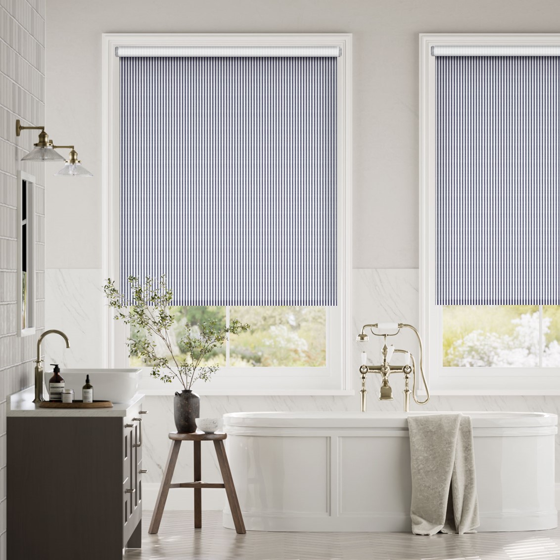 Choices Devon Stripe Maritime Blue Roller Blind