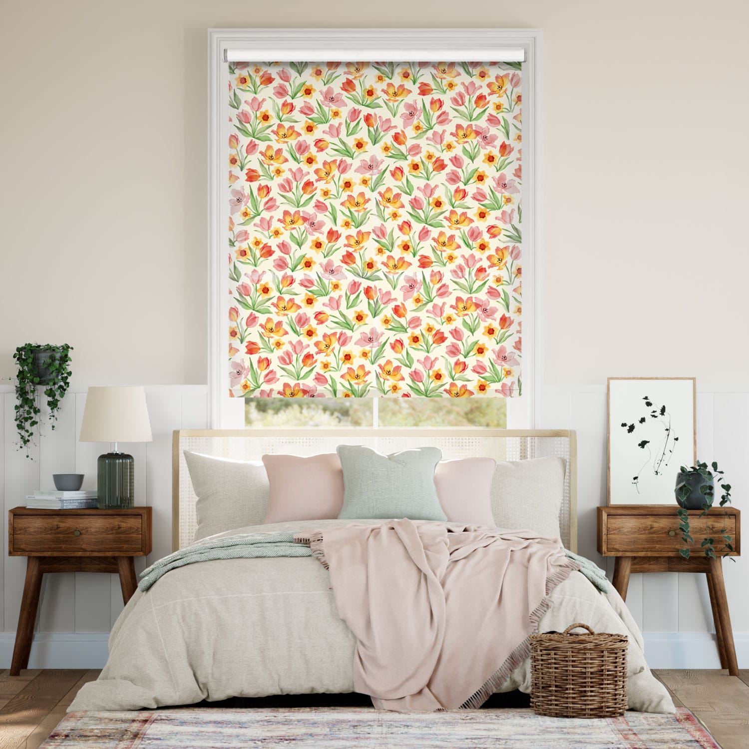 Choices Golden Tulips Pink & Yellow Roller Blind