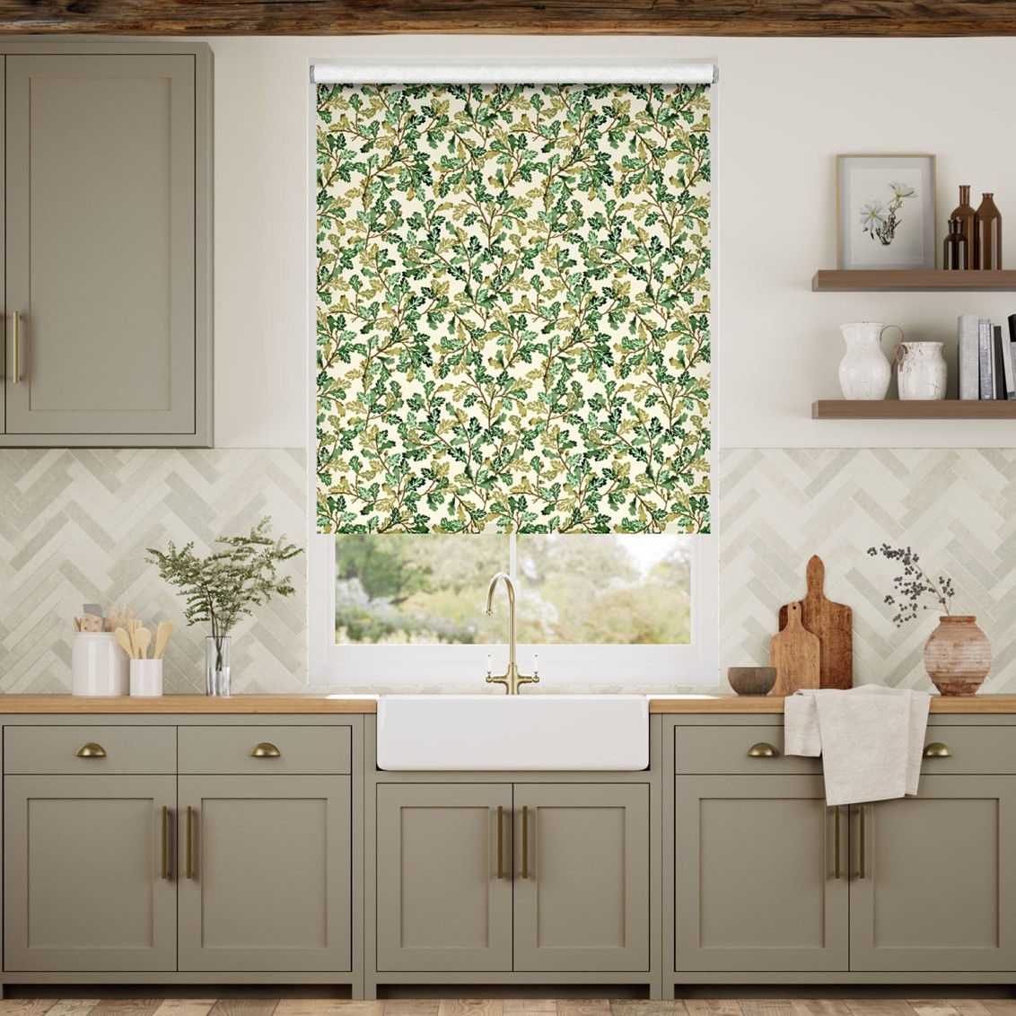 Choices Oak Green Roller Blind