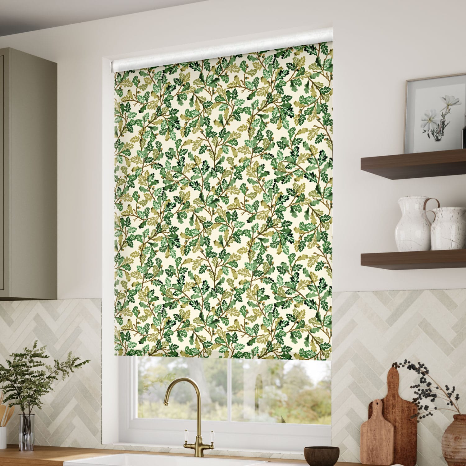 Choices Oak Green Roller Blind