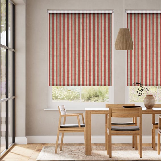 Twist2Go Choices Twill Stripe Linen Party Red Roller Blind