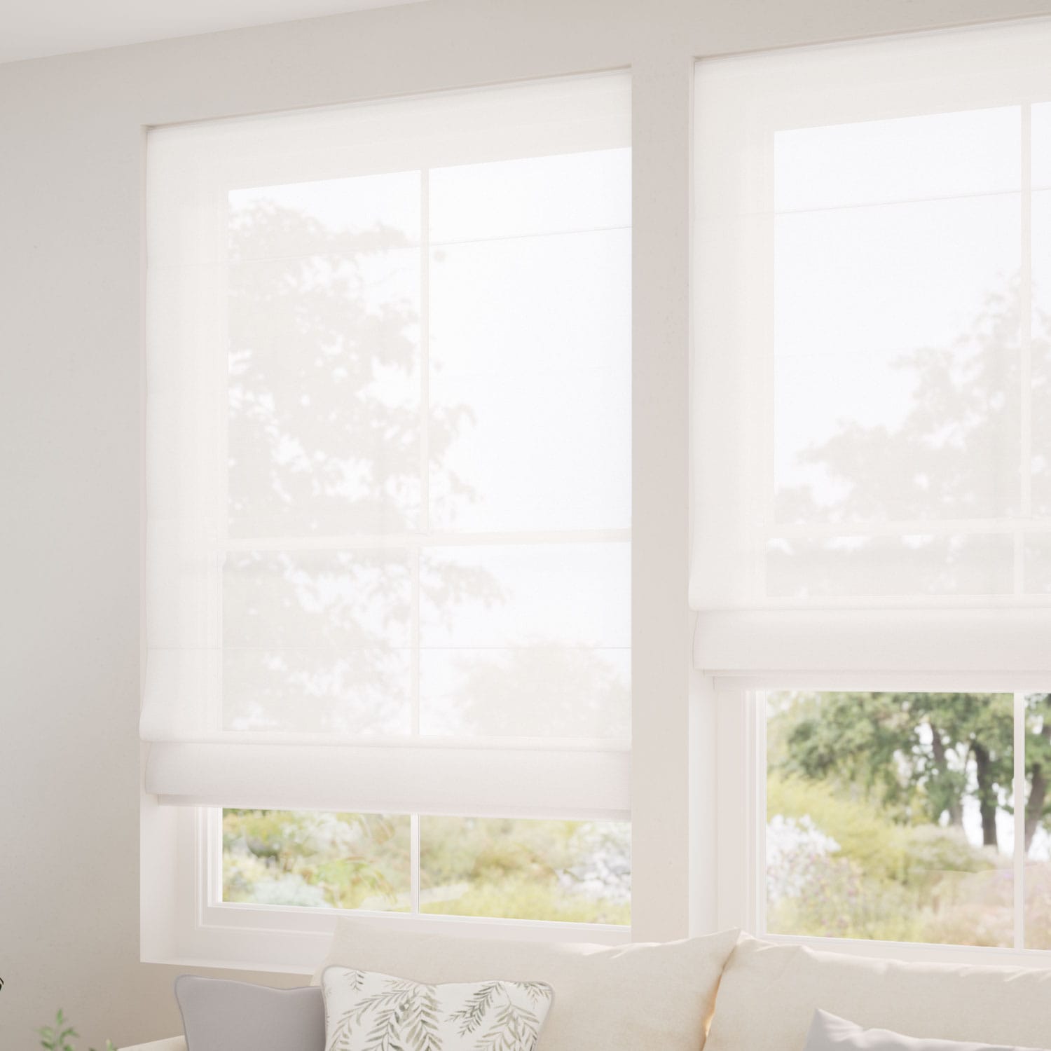 Cirrus Voile Cotton White Roman Blind