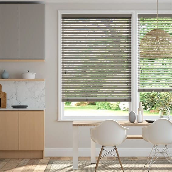 Cobblestone Grey Faux Wood Blind - 50mm Slat