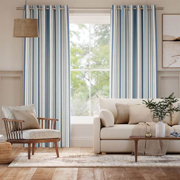 College Stripe Blue Curtains thumbnail image