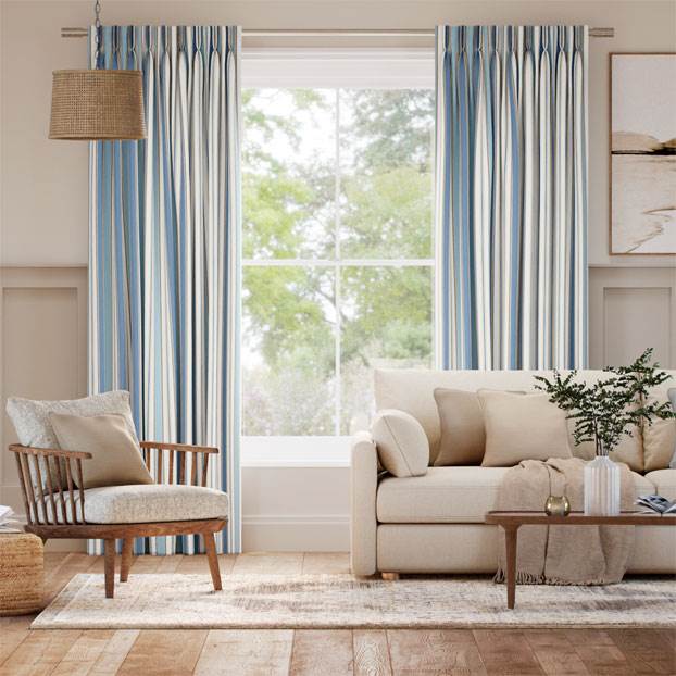 College Stripe Blue Curtains thumbnail image