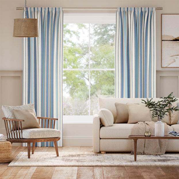 College Stripe Blue Curtains thumbnail image