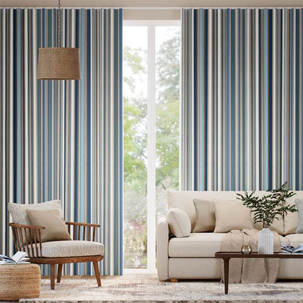 College Stripe Blue Curtains thumbnail image