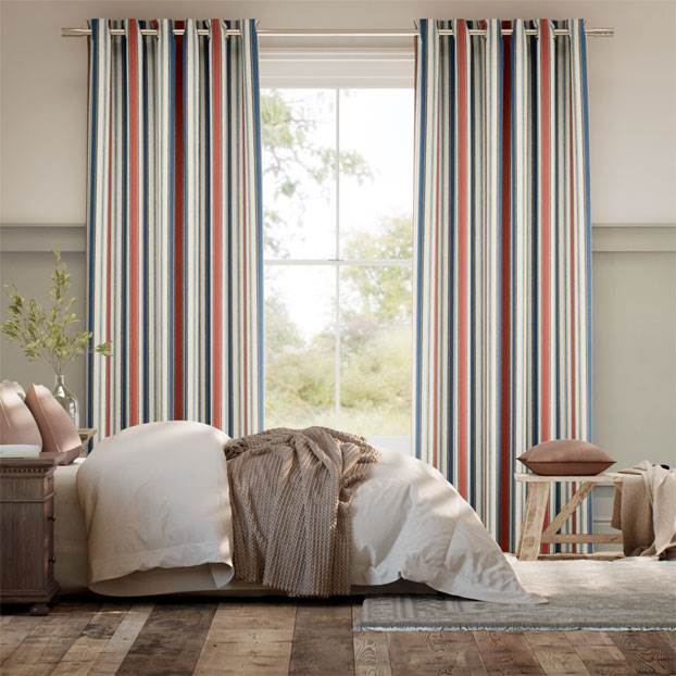 College Stripe Blue & Red Curtains thumbnail image