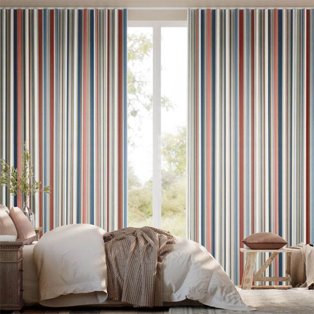 College Stripe Blue & Red Curtains thumbnail image