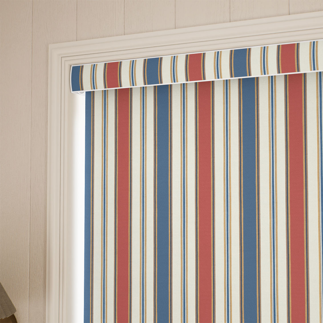 College Stripe Blue & Red Roller Blind