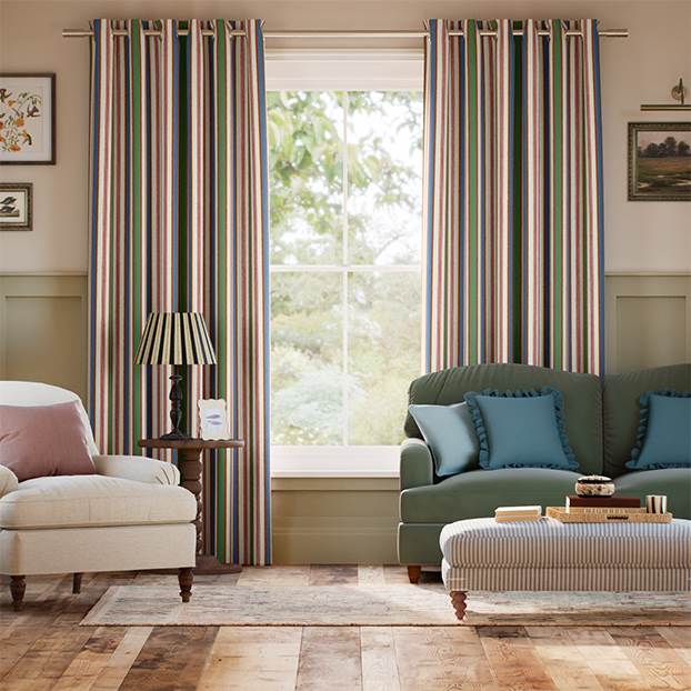 College Stripe Blue, Red & Green Curtains thumbnail image