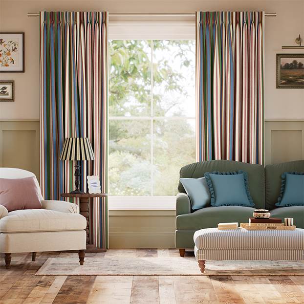 College Stripe Blue, Red & Green Curtains thumbnail image
