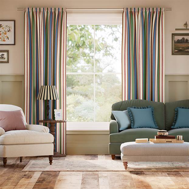 College Stripe Blue, Red & Green Curtains thumbnail image