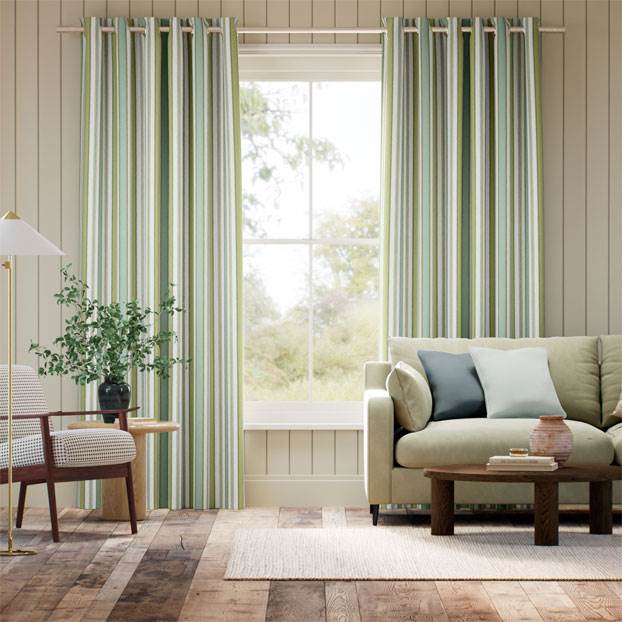 College Stripe Green & Aqua Curtains thumbnail image