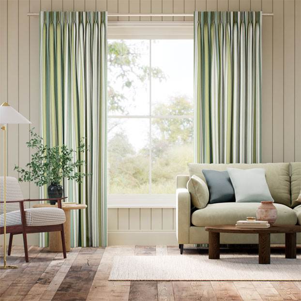 College Stripe Green & Aqua Curtains thumbnail image